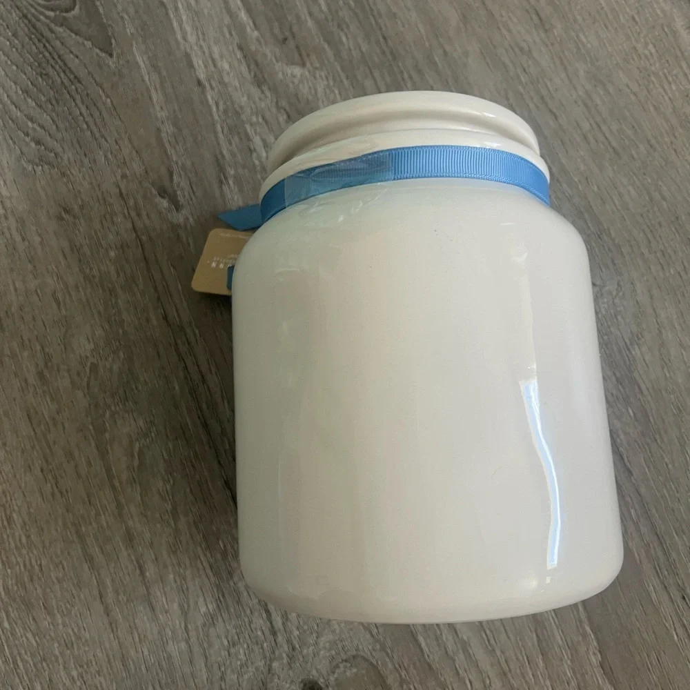 Rae Dunn Alice in Wonderland 7” Ceramic Jar with Blue Ribbon